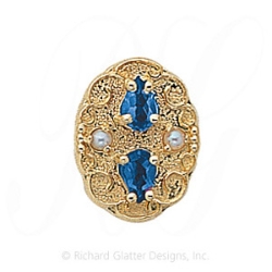 GS177 S/PL - 14 Karat Gold Slide with Sapphire center and Pearl accents 